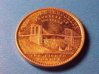 George Washington Brooklyn Bridge Medal Token 1889 Nice