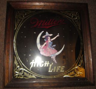 Miller High Life Girl on The Moon Advertising Mirror