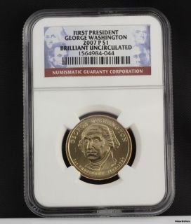 George Washington 2007 P $1 Gold Dollar Coin 1st President NGC