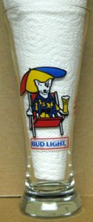 Bud Light Beer Spuds Mackenzie Beach Scene Glass 1987