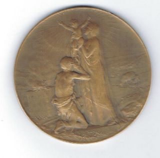c1900 Georges DUPRE Christian Bronze Art Medal REDEMPTION Madonna