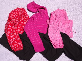 Faded Glory Girls Two Piece Black Pink Leggings Shirt Top Set Size 10