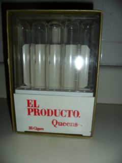 Vintage El Productro Queens 25 Glass Cigar Tube Holder Case