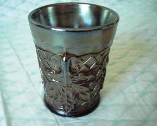  glass tumbler, Maple Leaf pattern, Dugan Glass, Great Amethyst Color