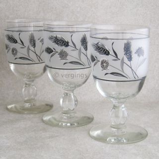 Libbey Glass Silver Wheat Water Goblet or Wine Glasses Vintage