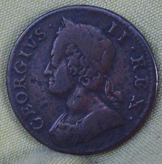 1757 Great Britain Georgivs 11 Rex Half Penny Very Nice Coin