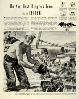 1945 Ad Aircraft Glenn L Martin MD Sailor Navy Naval Servicemen Cargo