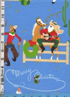 Fabric Henry Giddy Up Santa Cowboy Christmas Musical