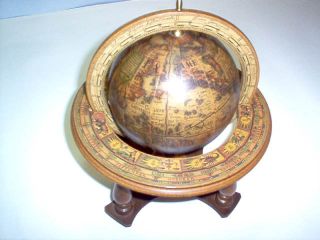 Wooden Globe Made in Italy Decorative Beautiful Great Condition Zodiac