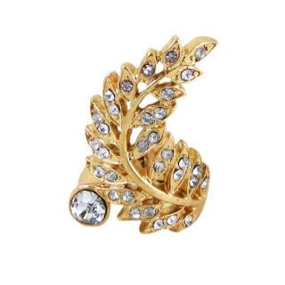 Spiral Feather Ring Bejeweled Gold Tone Stretch New in Box