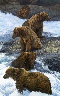  Canvas Giclee Print by Gary Johnson Ltd Edition Grizzly Bears
