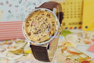 2012s Luxury Full Golden Skeleton Steel Dial Automatic Mens Watch See
