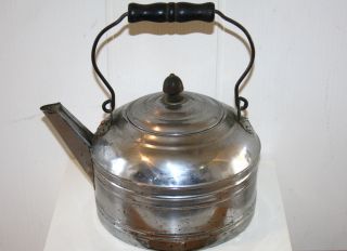 VINTAGE CHROME PLATED COPPER TEA KETTLE (Early 1900s)