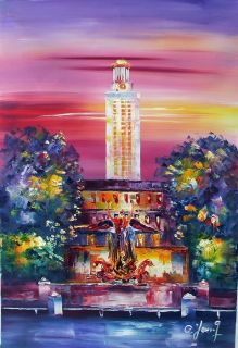 Goldy Young Bright Tower University of Texas 24x 36