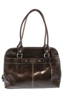 Giani Bernini Brown Leather Organizational Satchel Handbag Large BHFO