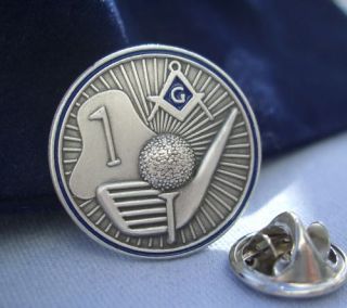 Masonic Golf Hole in One Ball Lapel Pin and Pouch