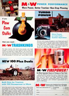 1968 Ad M & W Gibson City Illinois Plow Farming Machine Tractor