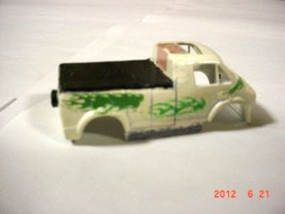 Tyco Custom White w Green Flames Dodge Truck Van H O Slot Car Body
