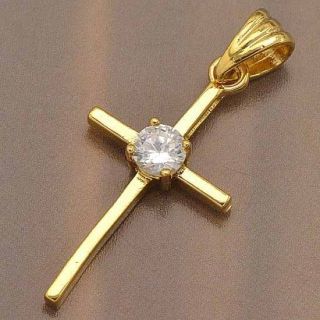 Unparalleled 9K Gold Filled CZ Womens Cross Pendant A170