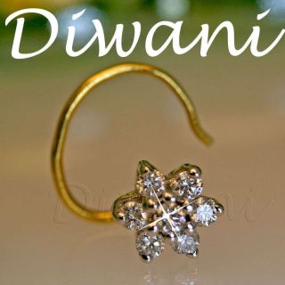  Flower Engagement Wedding 14k Gold Nose Piercing Stud Ring Pin