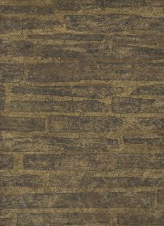 Stacked Stone Black Gold Metallic Look Textured Wallpaper SF084866