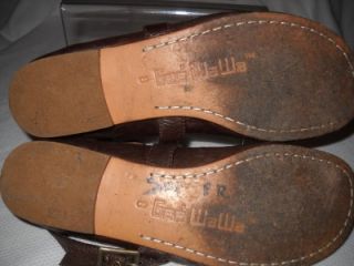 gee wawa brown leather ankle strap ballet flats 8
