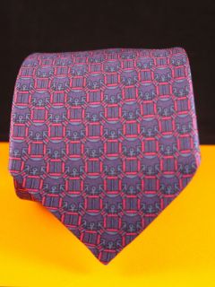 Genuine Vintage Hermes Necktie   Style 908 HA   Navy Blue and Red with