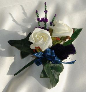 Rose Thistle Heather Buttonhole for Weddings Kilts