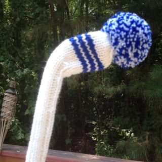 Hand Knit Golf Club Head Covers Hybrid 4 inch Pom Stripes Custom