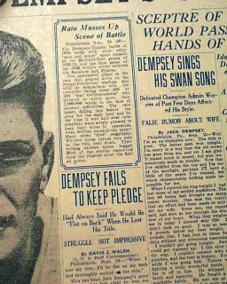 Gene Tunney Defeats Jack Dempsey Heavyweight Boxing Title Fight 1926