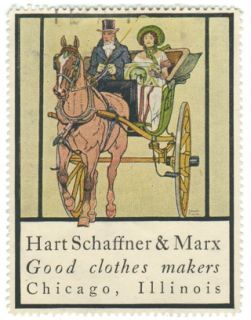  1917 poster stamp advertising hart schaffner marx good clothes makers