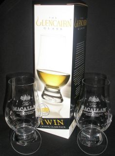 MACALLAN TWIN PACK GLENCAIRN SCOTCH MALT WHISKY GLASSES W TWO WATCH