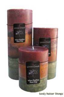 GOOSE Creek Tri Colored Pillar Candle Cider Fragrance Pick Size or Set