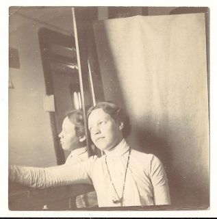 Unusual Antique Vintage Abstract Snapshot Photo The Mirror Girl