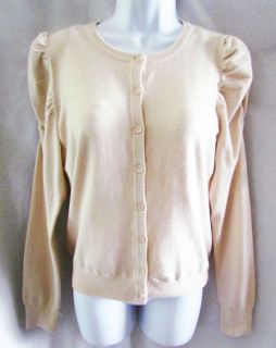 GRACE ELEMENTS New Ivory Oatmeal Heather Knit Cardigan Sweater Button