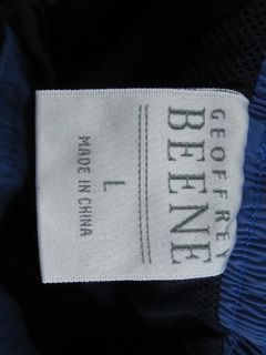 Geoffrey Beene Mens Blue Tan Swimsuit Shorts Size L