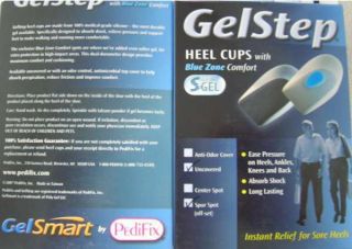 Pedifix Gelsmart Gelstep Heel Cups w Spur Spot Uncovered Blue Zone