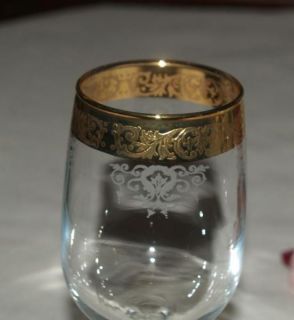 Crystal Italy 24K Gold Edge Stemmed Glasses Goblets