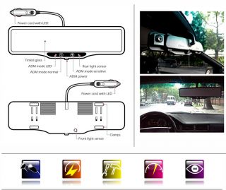 Interior Car Mirror Electronic Auto Dimming Anti Glare Clip on Easy