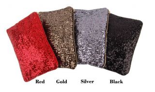 New Gold Sequins Clutch Bags Glitter Sparkler Clutch Cosmetic Case Bag