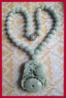 Great Vintage Carved Chinese Natural Untreated Grade A Jade Jadeite