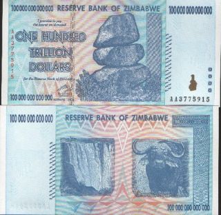 Zimbabwe 100 Trillion Dollars 2008 UNC Lot 10 Pcs