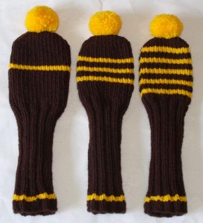 Set of New Hand Knit Custom Golf Club Head Covers REDUCED PRICE READY