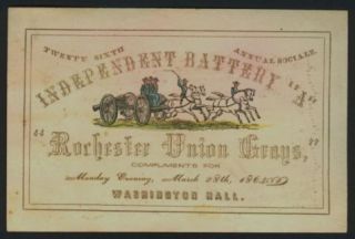 RARE 1864 Rochester NY Union Grays Civil War Military Ticket