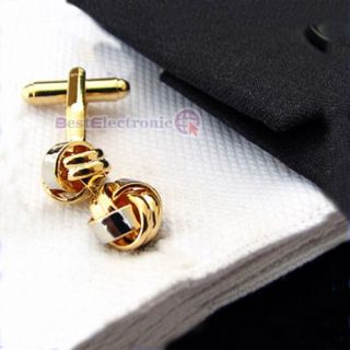 Double Color Gold Ball Cufflinks Cuff Links New