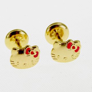 You are bidding on a beautiful Hello Kitty Gold Filled 18k Earrings