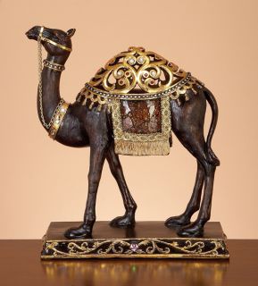 12 STUNNING Camel Figurine Statue Gold Saddle ORNATE Decor Rhinestones