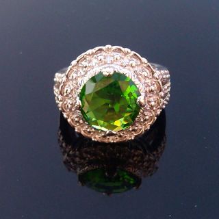  Jewelry Gift Silver Gemstone Ring Green Quartz Ring Size 6
