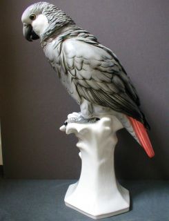 Karl Ens Porcelain Bird Figure Grey Parrot