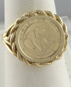  10K Yellow Gold Fine Jewelry Rope Bezel Round Panda Ring 70